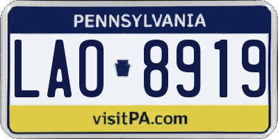 PA license plate LAO8919