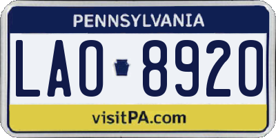PA license plate LAO8920