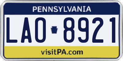 PA license plate LAO8921