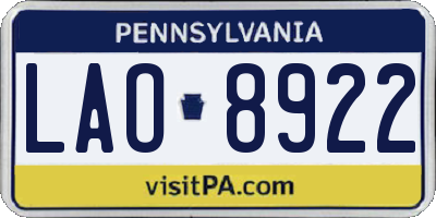PA license plate LAO8922