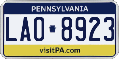 PA license plate LAO8923