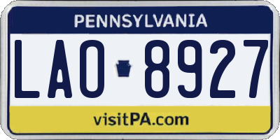PA license plate LAO8927