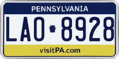 PA license plate LAO8928