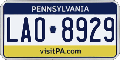 PA license plate LAO8929