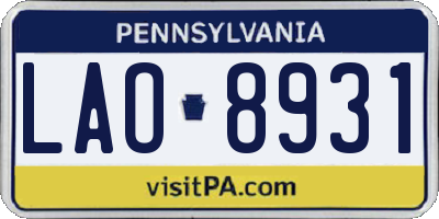 PA license plate LAO8931