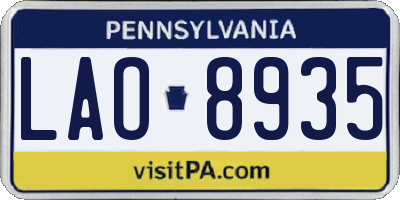PA license plate LAO8935