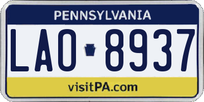 PA license plate LAO8937