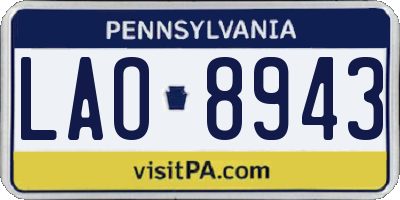 PA license plate LAO8943
