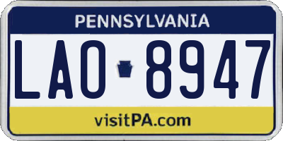 PA license plate LAO8947