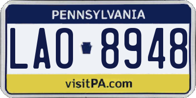 PA license plate LAO8948