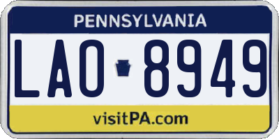 PA license plate LAO8949