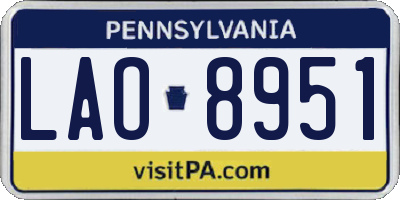 PA license plate LAO8951