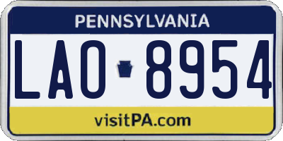 PA license plate LAO8954