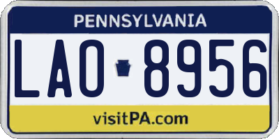 PA license plate LAO8956