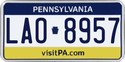 PA license plate LAO8957