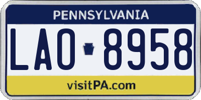 PA license plate LAO8958