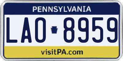 PA license plate LAO8959
