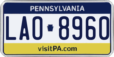 PA license plate LAO8960