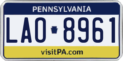 PA license plate LAO8961