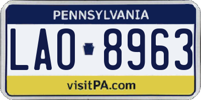 PA license plate LAO8963
