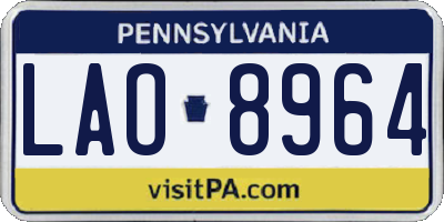 PA license plate LAO8964