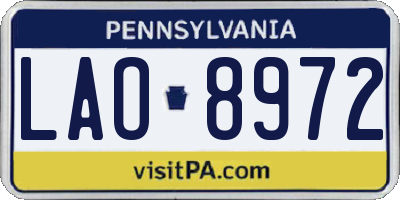 PA license plate LAO8972