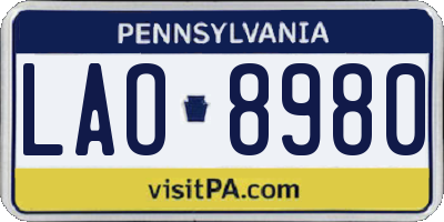 PA license plate LAO8980