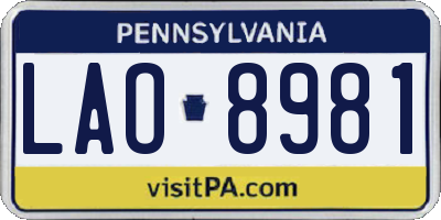 PA license plate LAO8981