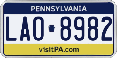 PA license plate LAO8982