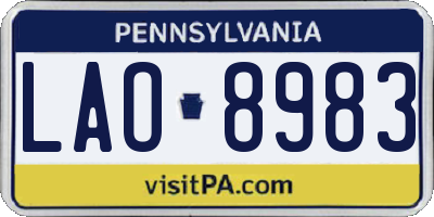 PA license plate LAO8983