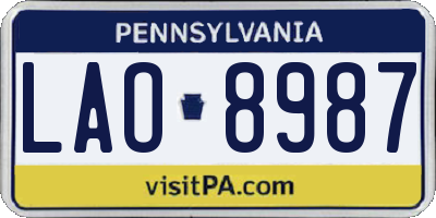 PA license plate LAO8987