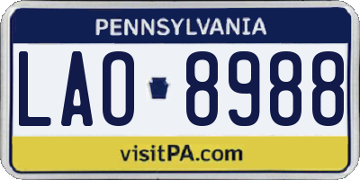 PA license plate LAO8988