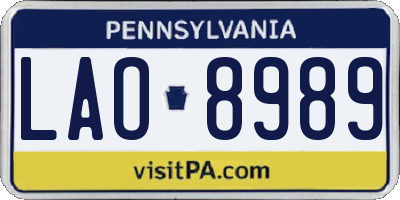 PA license plate LAO8989