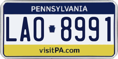 PA license plate LAO8991
