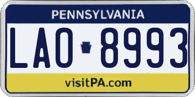 PA license plate LAO8993