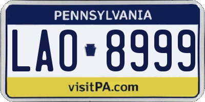 PA license plate LAO8999