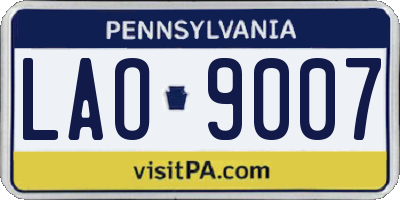 PA license plate LAO9007