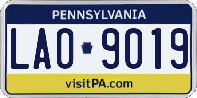 PA license plate LAO9019
