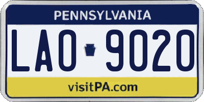 PA license plate LAO9020