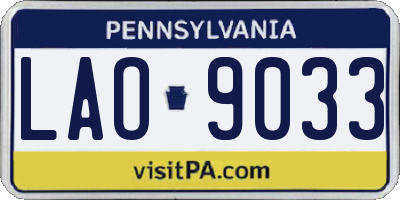 PA license plate LAO9033