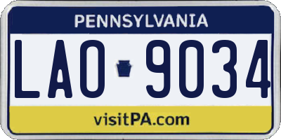 PA license plate LAO9034
