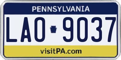 PA license plate LAO9037