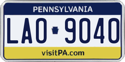 PA license plate LAO9040