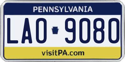 PA license plate LAO9080