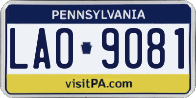 PA license plate LAO9081