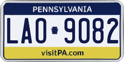PA license plate LAO9082