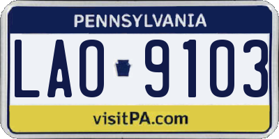 PA license plate LAO9103