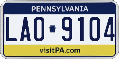 PA license plate LAO9104