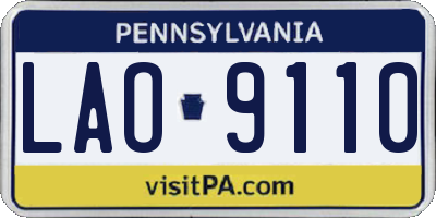 PA license plate LAO9110