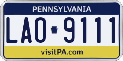 PA license plate LAO9111
